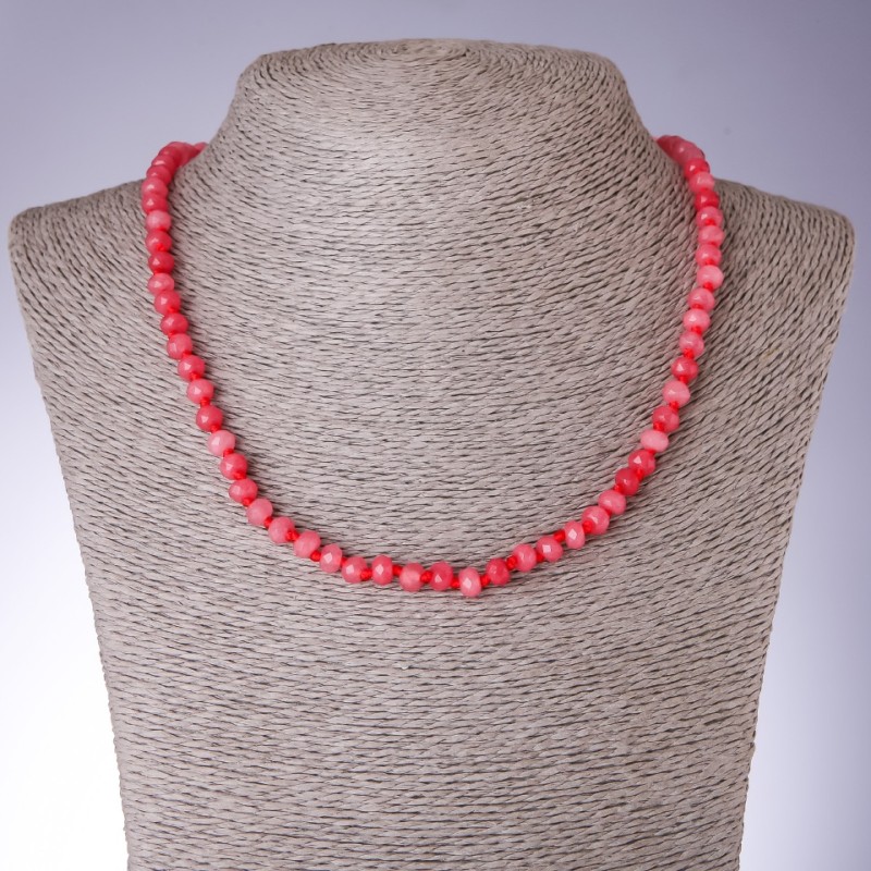 Necklace made of natural gemstone "Tourmaline" (synthetic) rondelle faceted, diameter 6x4mm, length 45cm