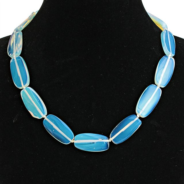Moonstone Necklace, truncated oval 15×30mm, length 48cm