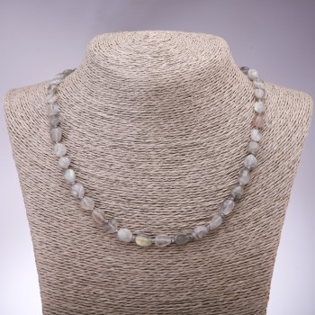 Labradorite Bead Necklace, tumbled, 7×10mm, 45cm