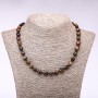 Necklace Tiger Iron, Bull’s Eye, Hawk’s Eye faceted, diameter 7-10mm, length 46cm