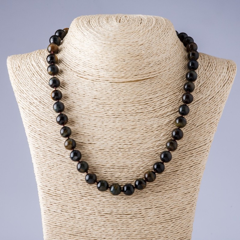 Beads Hawk's Eye smooth round 10mm 50cm
