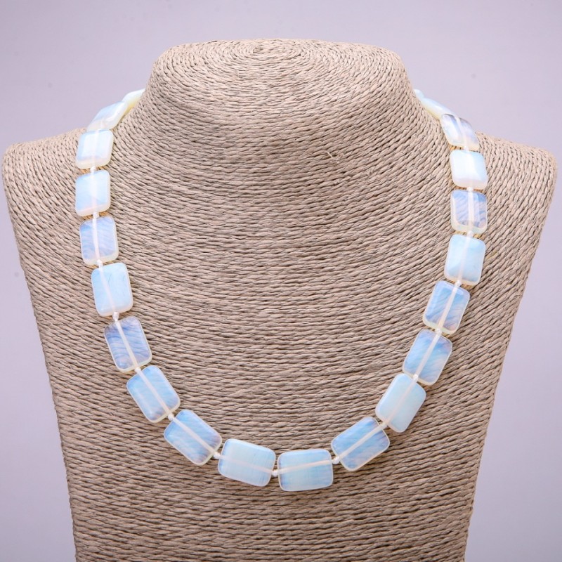 Moonstone Opalite Necklace (synthetic) Rectangle, diameter 13x18mm, length 48cm