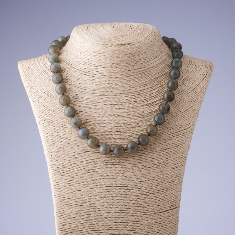 Necklace made from Labradorite natural stone, length 47cm, bead diameter 12mm