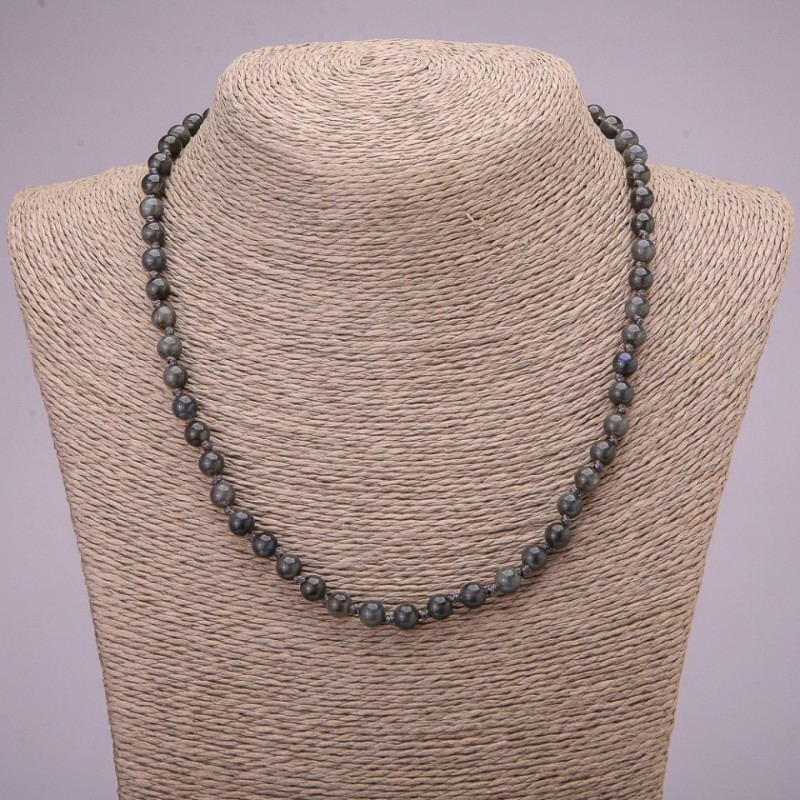 Necklace made from natural Labradorite – smooth beads, diameter 6(±)mm, length 45cm