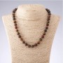 Tiger's Eye, Bull's Eye, Hawk's Eye Bead Necklace, smooth rounds, 8mm diameter, 48cm length