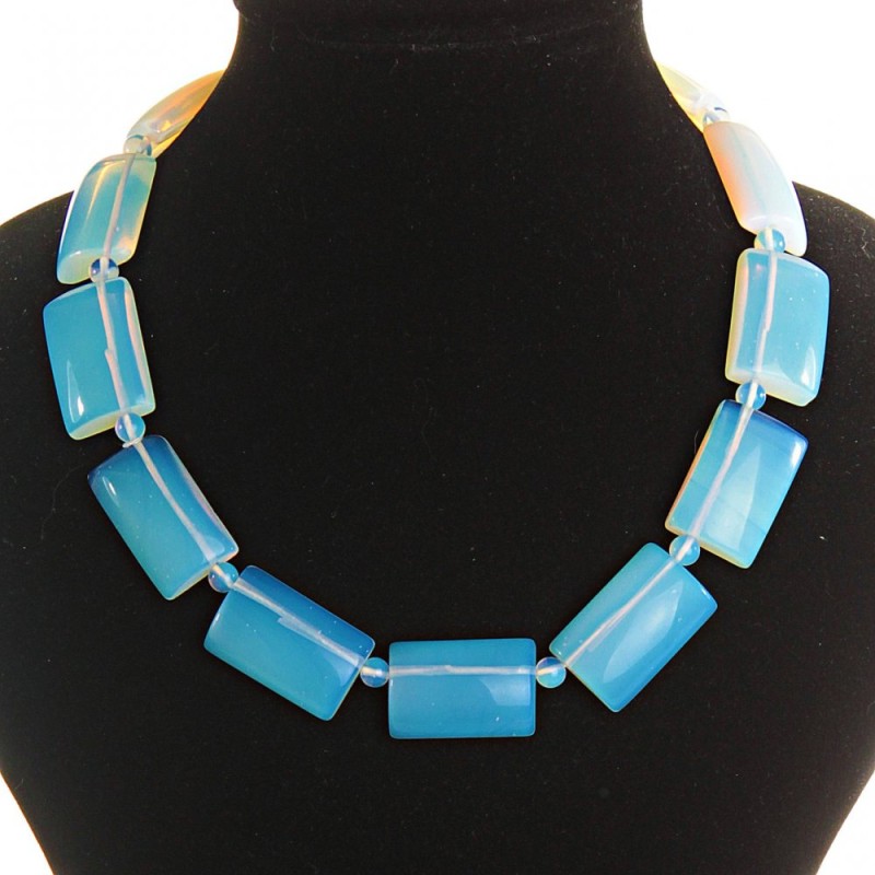 Pendant Necklace Moonstone Rectangle 20×30mm with Bead Between, 51cm