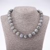 Necklace of Labrador natural stone, 14 mm diameter, 46 cm length