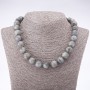 Necklace of Labrador natural stone, 14 mm diameter, 46 cm length