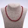 Necklace with natural gemstone "Tourmaline" (artificial) dark scarlet faceted rondelle, diameter 6×4mm, length 50cm