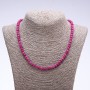 Natural stone necklace of Turmaline "Tourmaline" (artificial) dark pink faceted rondelle, 6x4mm, length 50cm