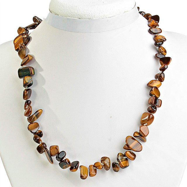 Tiger's Eye Necklace with Butterfly Beads 