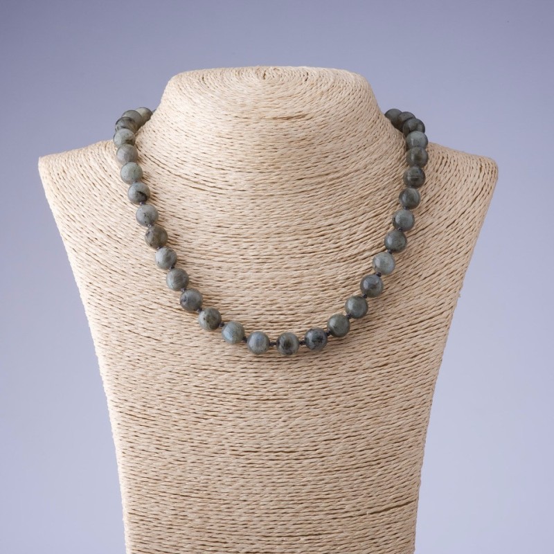 Labradorite Natural Stone Necklace, length 45 cm, bead diameter 10 mm