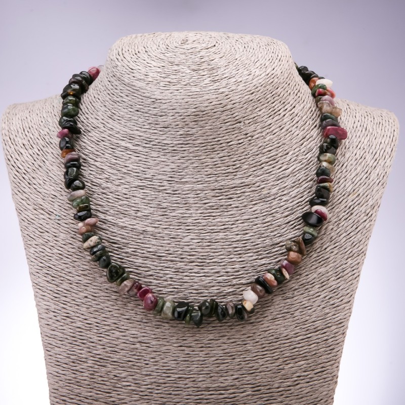 Tourmaline Bead Necklace, faceted, 9mm diameter, 45cm length
