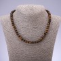 Tiger's Eye Beaded Necklace with Smooth Rondelle, 8×5mm, 45cm