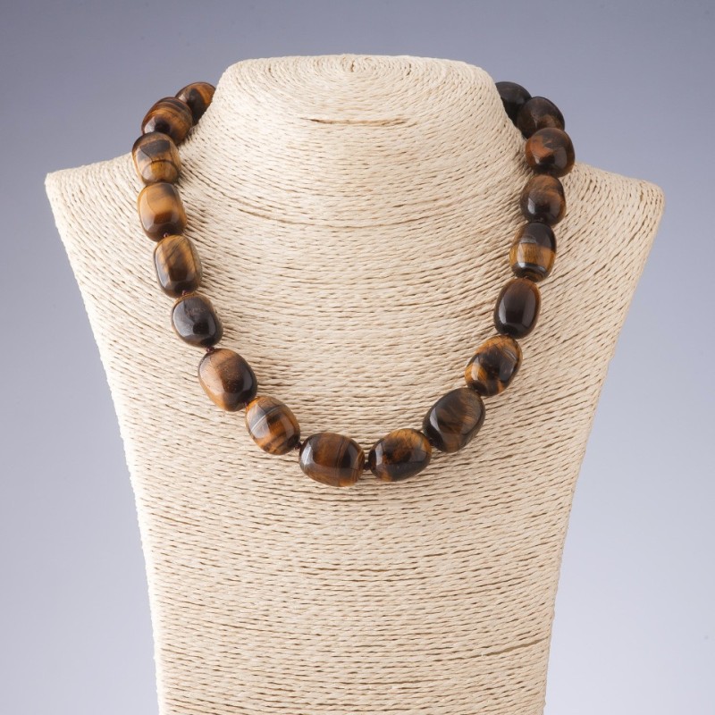 Tiger's Eye Beads Oval Faceted 15×20mm (+-), length 48cm