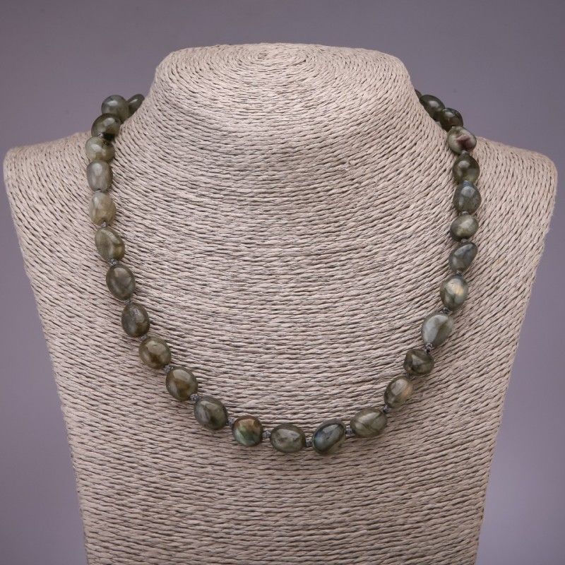 Labrodorite Faceted Beads Necklace, diameter 10×14(±)mm, length 48cm