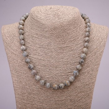 Labradorite Natural Stone Necklace with Smooth Beads 10 mm Ø, 45 cm long