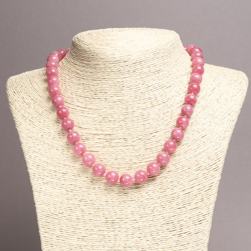 Tourmaline Bead Necklace, artificial smooth sphere, 10mm diameter ±, length 45cm ±