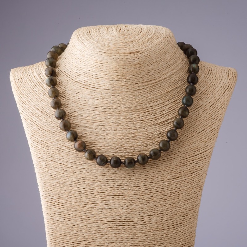 Labradorite Necklace with Smooth Beads, 10mm diameter, 48cm length