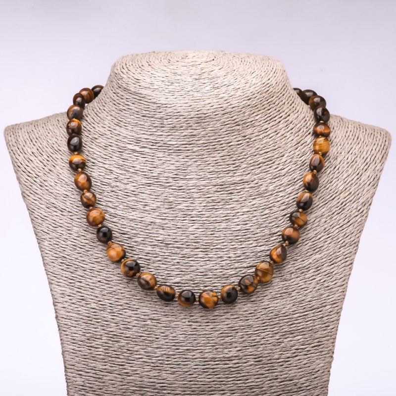 Tiger's Eye Bead Necklace – faceted, 8-10mm, 48cm