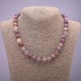 Necklace of natural stone - Pink Tourmaline smooth bead, diameter 10±mm, length 45cm