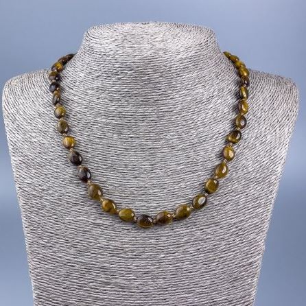 Tiger's Eye Bead Necklace, Faceted, 50cm length