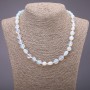 Necklace Moonstone Opalite (synthetic) faceted, diameter 8×12(±)mm, length 46cm