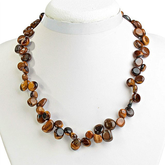 Tiger's Eye Necklace with Butterfly 8-20mm, 46cm length