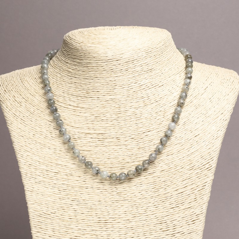 Labradorite Necklace Smooth Round Beads 6mm Diameter, 45cm Length
