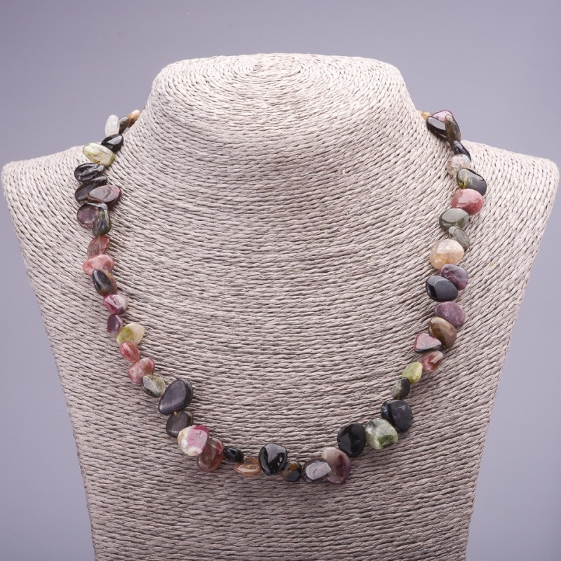 Natural gemstone tourmaline faceted butterfly necklace, diameter 7-12mm, length 46cm