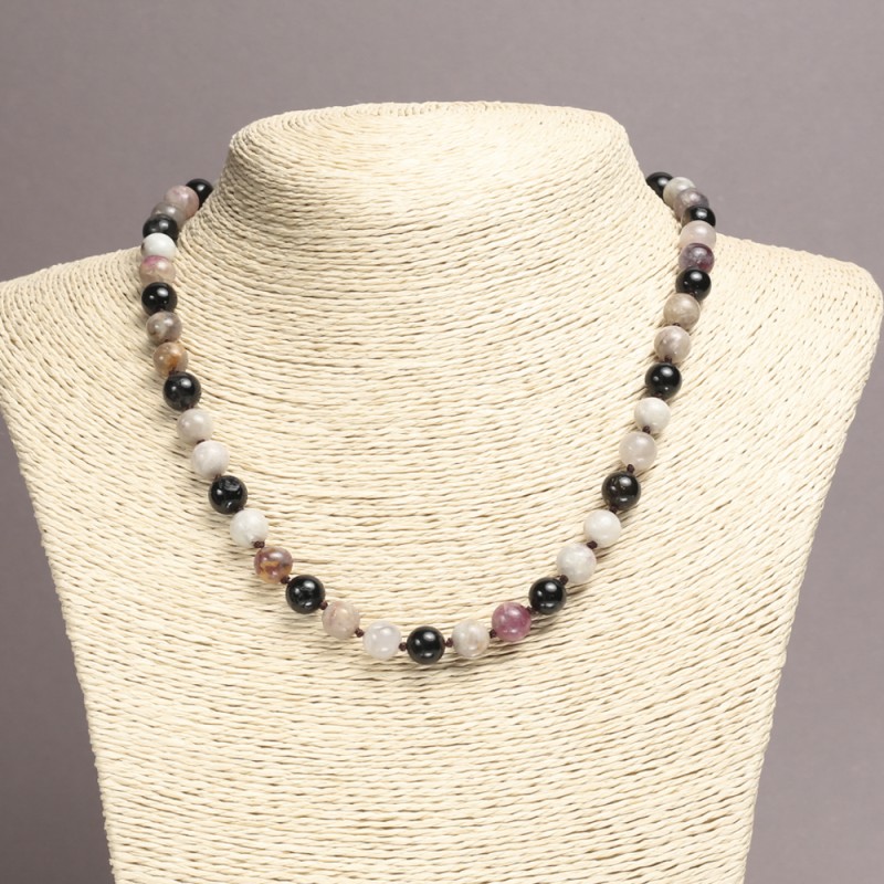 Natural gemstone Tourmaline necklace smooth bead, diameter 8 (+-) mm, length 45cm+
