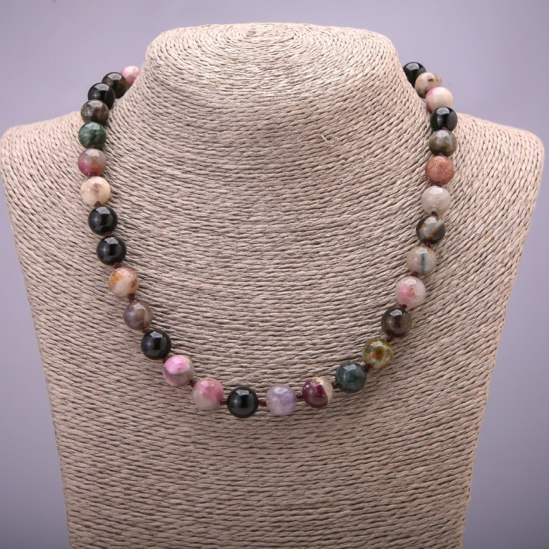 Tourmaline Bead Necklace with Smooth Round Beads, 10mm diameter (±), 45cm length