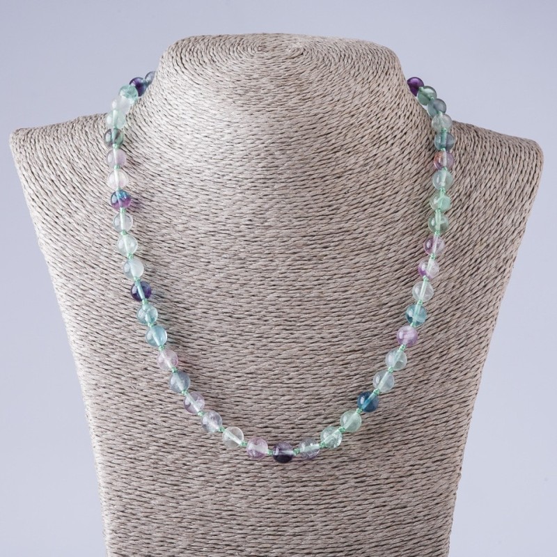 Fluorite Bead Necklace Smooth Round 48cm 8mm