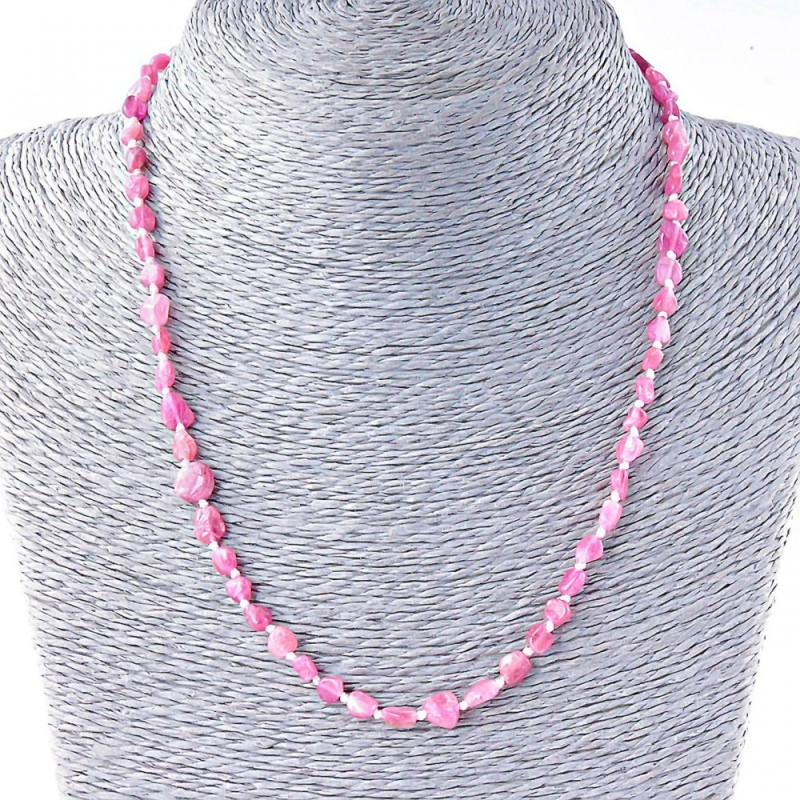 Pink Tourmaline Beads, "faceted" 5-8mm (+- 4), length 48cm