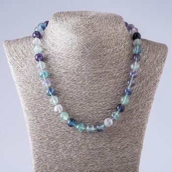 Fluorite Bead Necklace Smooth Round 48cm 10mm