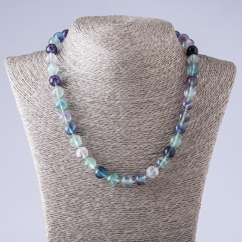 Fluorite Bead Necklace Smooth Round 48cm 10mm