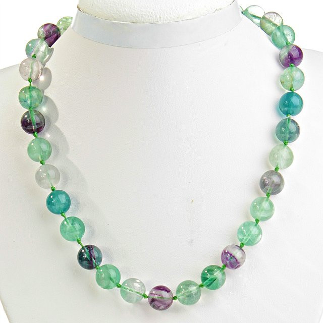 Fluorite Bead Necklace 12mm, length 48.5 cm