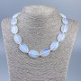 Moonstone Necklace (Synthetic) Oval Beads, 25×16×5.5 mm, 46 cm +