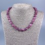 Necklace of Natural Stone Turmaline Rubellite Faceted Bead, 10mm diameter ±, length 48cm ±