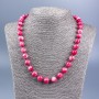 Necklace with Rhodochrosite (artificial) smooth beads 10mm diameter, 52cm length +