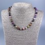 Natural gemstone tourmaline necklace, smooth beads 8mm dia., length 50 cm