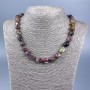 Tourmaline Gemstone Bead Necklace, faceted, diameter 12x10mm ±, length 50cm ±