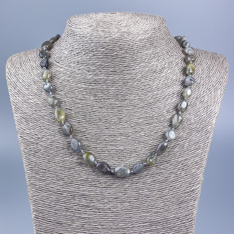 Necklace made of natural labradorite, faceted, diameter 8×12mm±, length 50cm ±