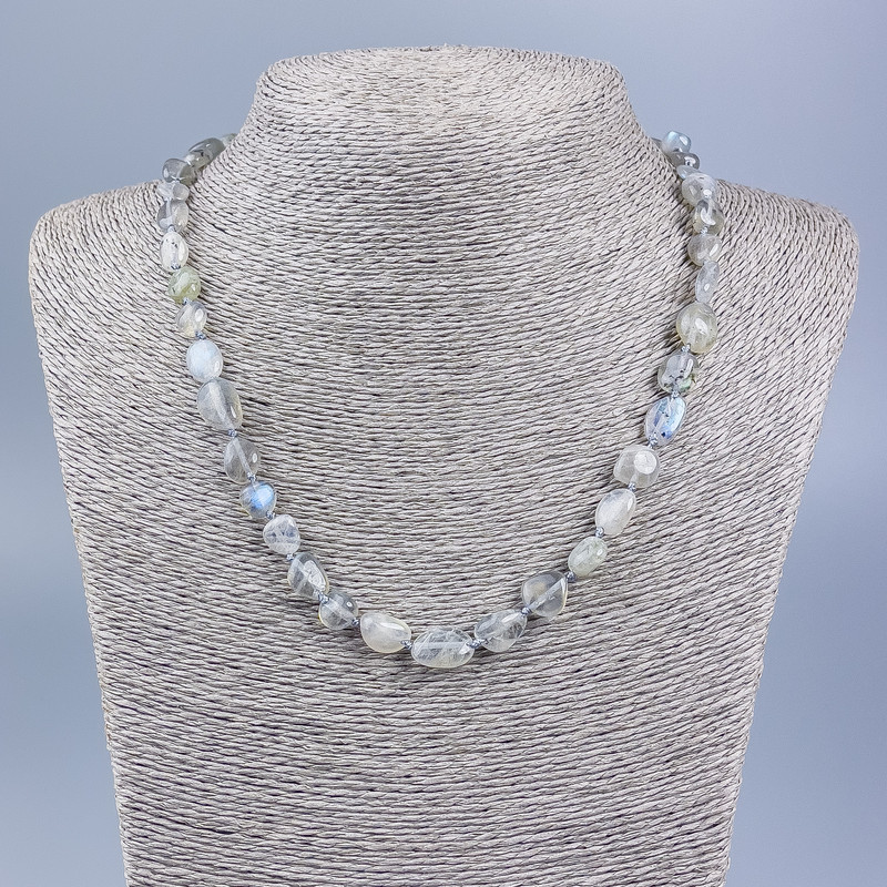 Labradorite Natural Stone Necklace, faceted, 7–10mm dia, length 50cm