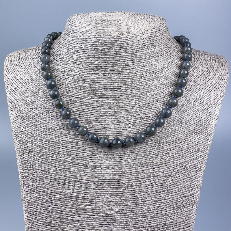 Labradorite Necklace with Smooth Round Beads 8mm Diameter, 46cm Length