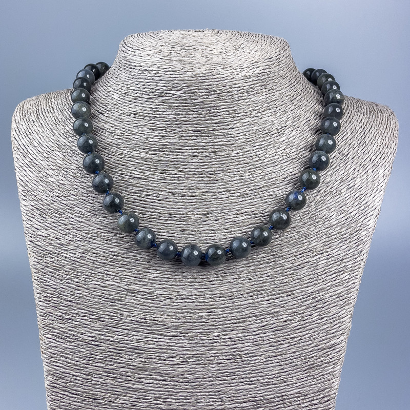 Labradorite Natural Stone Necklace, smooth beads, 10mm diameter, 46cm length