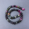 Turmaline natural gemstone faceted cube-shaped beads on thread, diameter 9x9 mm±, length 38 cm±