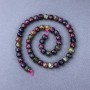 Tourmaline natural stone faceted cube beads on thread, 7x7 mm, length 38 cm