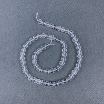 Mountain Crystal Beads - Faceted Cubes on Thread, 6x6 mm, approx. 39 cm length