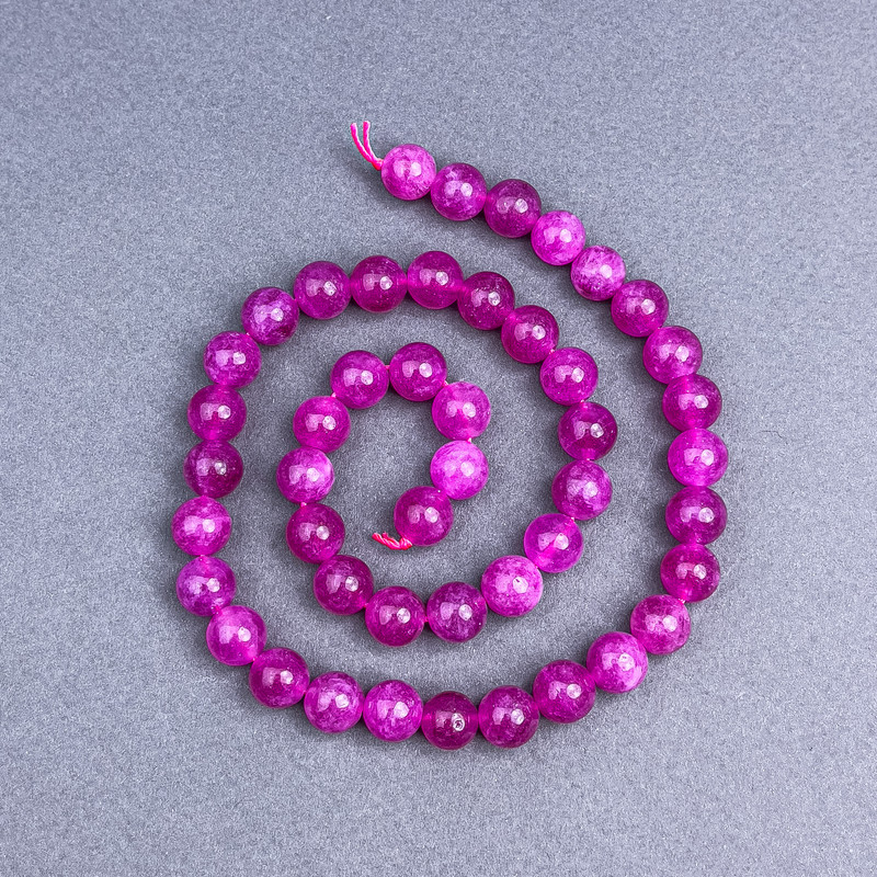 Mulberry Pink Tourmaline Beads smooth round bead 8.5 mm ± on thread, length 38 cm+